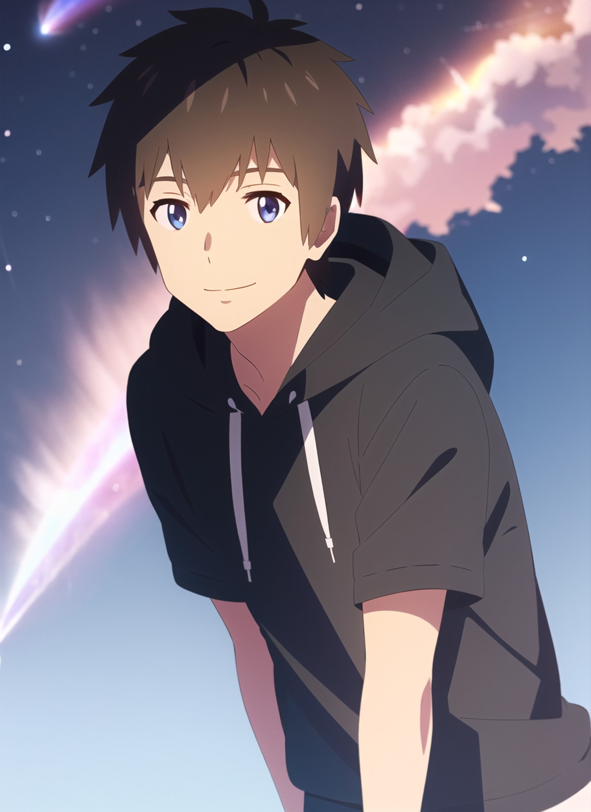 3978516364-3227021173-shinkai makoto, kimi no na wa., tachibana taki, 1boy, blue eyes, brown hair, comet, hood, hoodie, male focus, night, night sky,.png